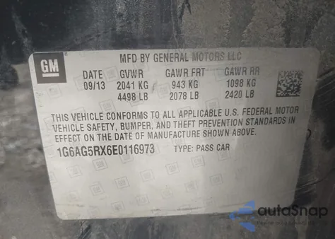 2014 Cadillac Ats Standard from USA, damaged, VIN 1G6AG5RX6E0116973